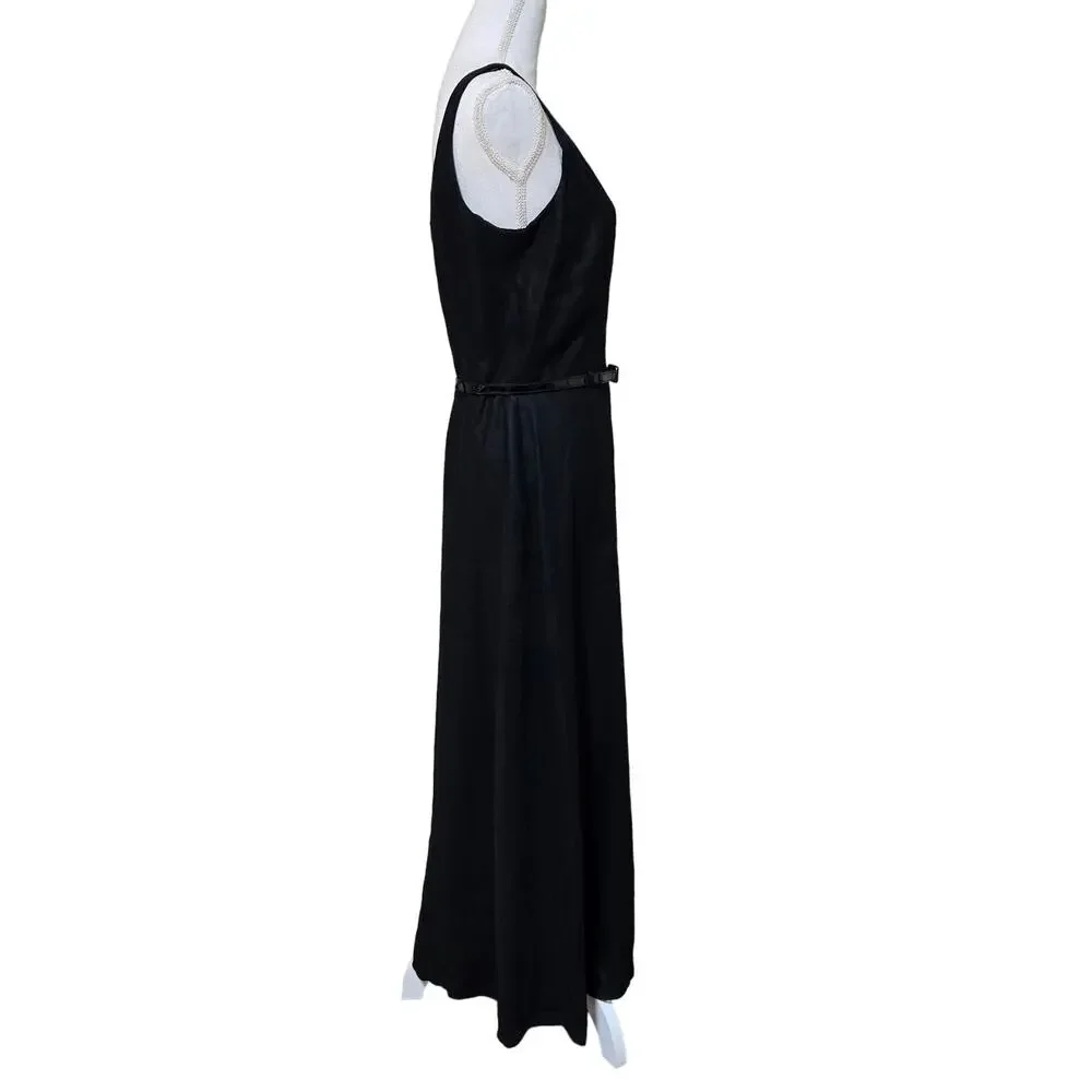 Laundry by Shelli Segal Vintage Linen Dress Size 10 Black Preppy Old Money Chic - Picture 4 of 10